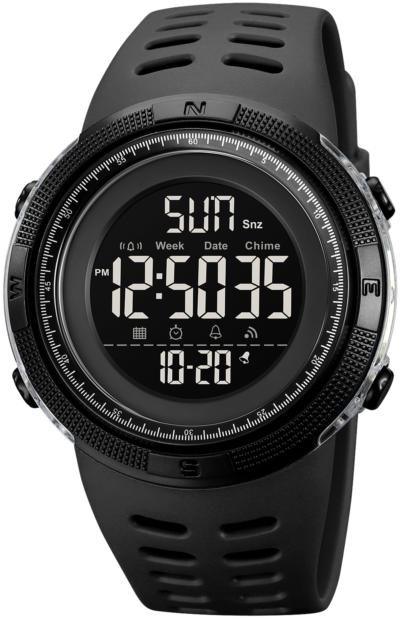 findtime Reloj de pulsera digital para hombre con números grandes, resistente al agua, 50 m, reloj militar, reloj deportivo digital, reloj de camuflaje para hombre, con alarma, fecha de 12/24 horas,