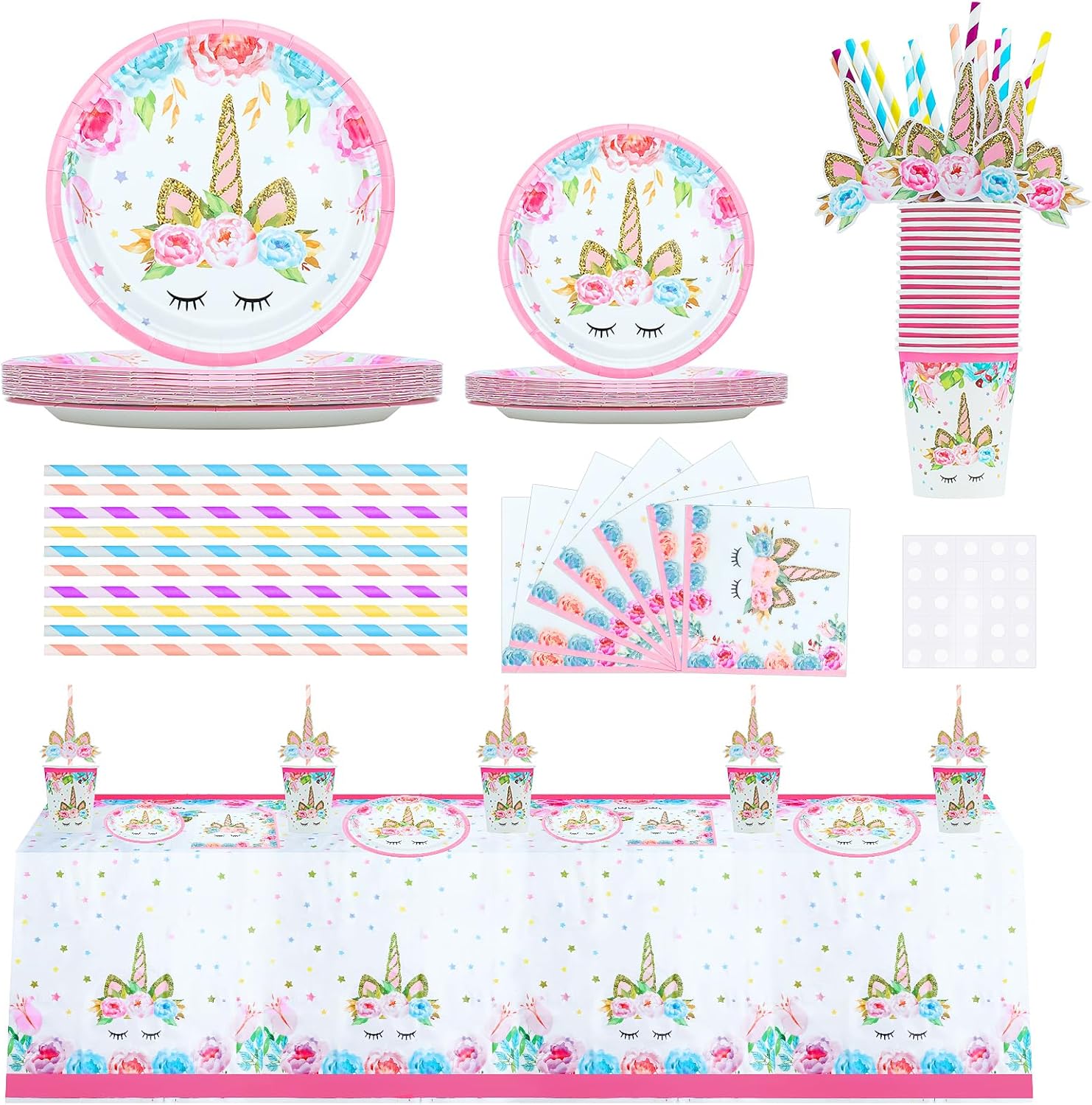 GOTFUN 97 Pcs Unicorn Party Supplies Unicorn Birthday Decorations
