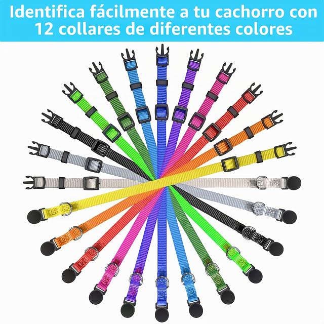 Foto 4 de 8 de GAMUDA Breakaway - Collares para Cachorros, Paquete de 12 Collares de identificación Suaves y Ajustables…