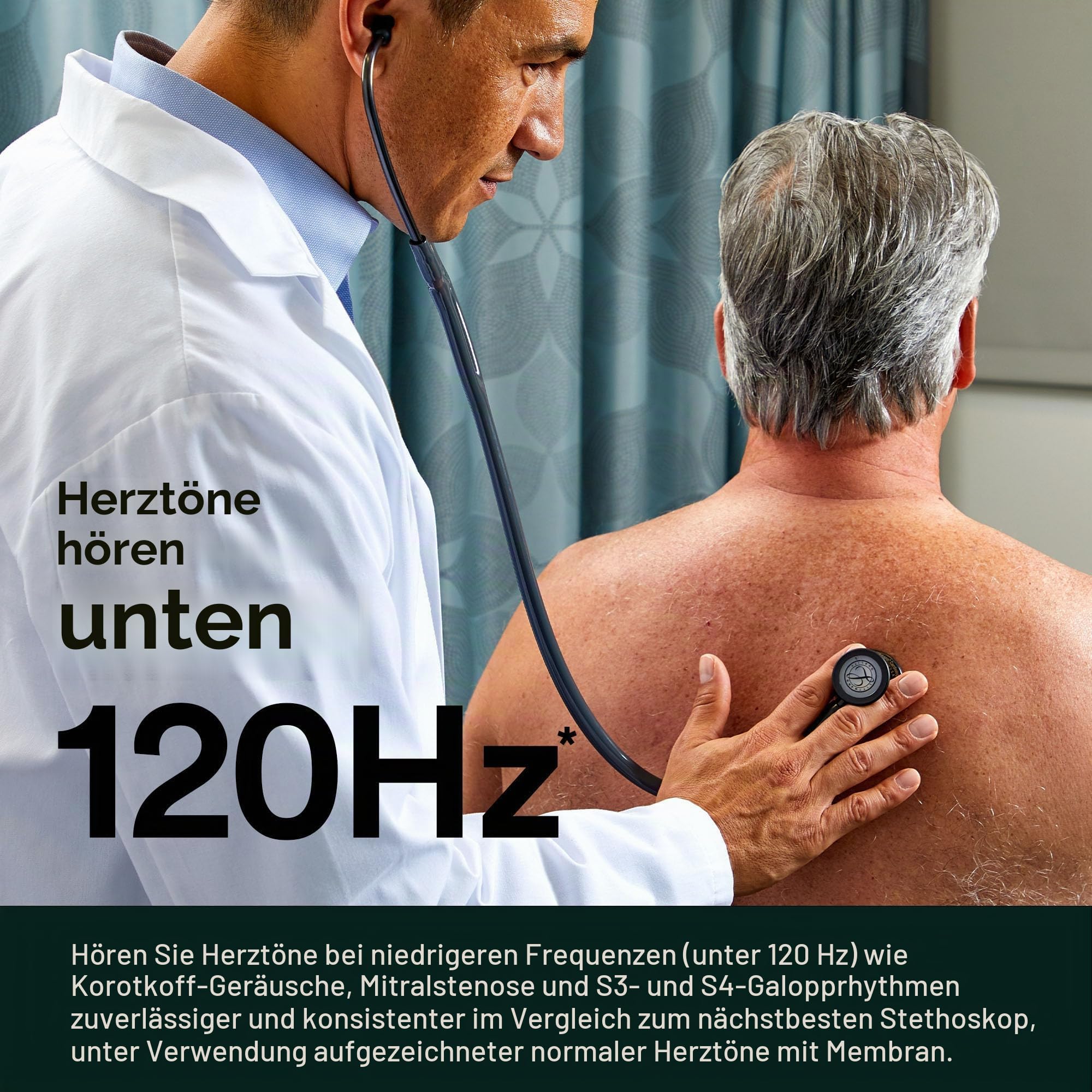 Littmann Cardiology IV Stethoskop, 6155, Schlauch Dunkelgrün | Edelstahl-Bruststück. Für Ärzte und Medizinstudenten