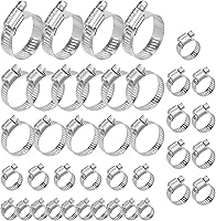 wjdjuo 40-Pack Stainless Steel Worm Gear Hose Clamps Assortment Kit, Adjustable 1/4"-1-1/2" (6-38mm) for Fuel Lines, Plumbing, Garden Hoses