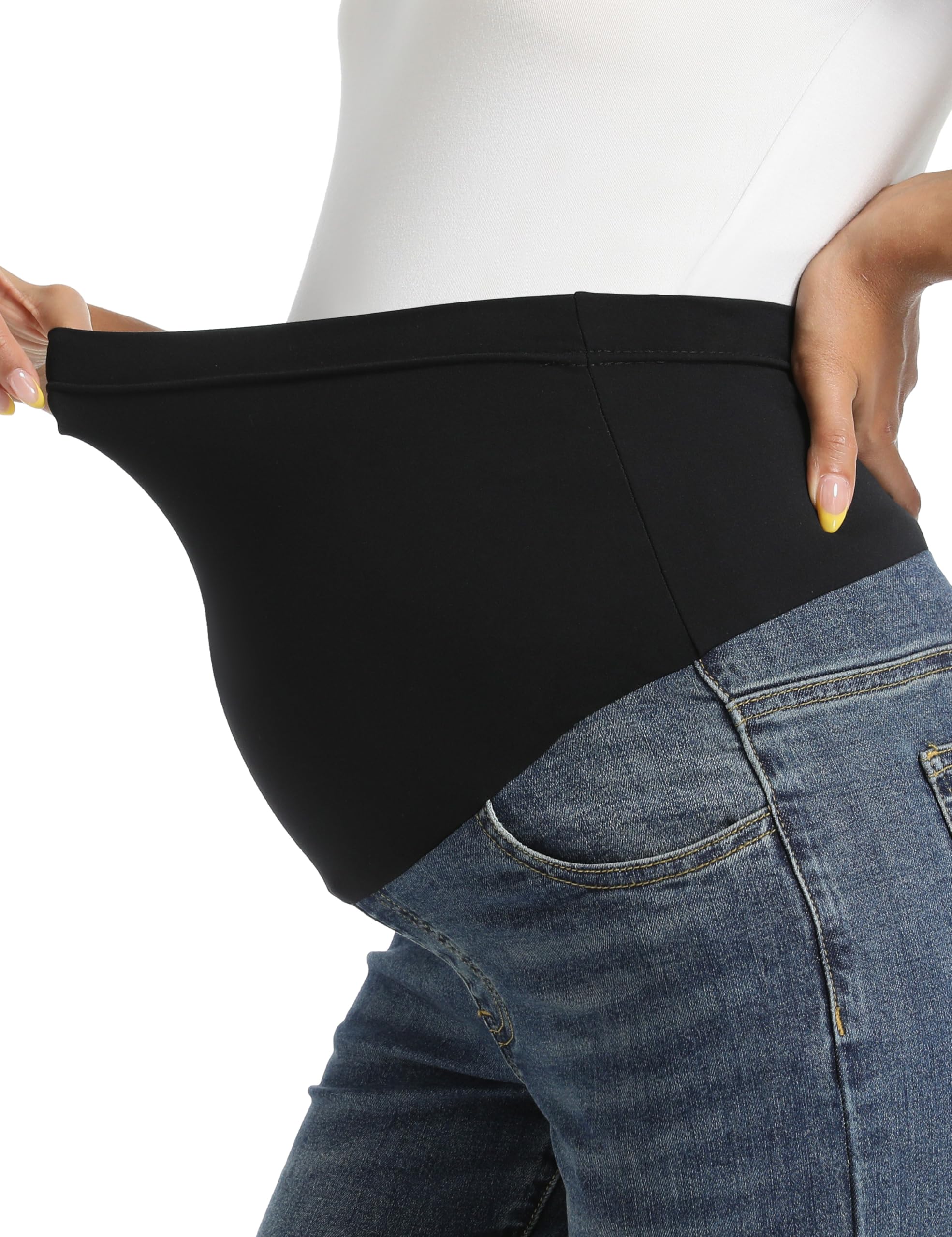 Foucome Jeans premaman da donna elasticizzati boyfriend jeans sopra la pancia sciolti pantaloni in denim gravidanza