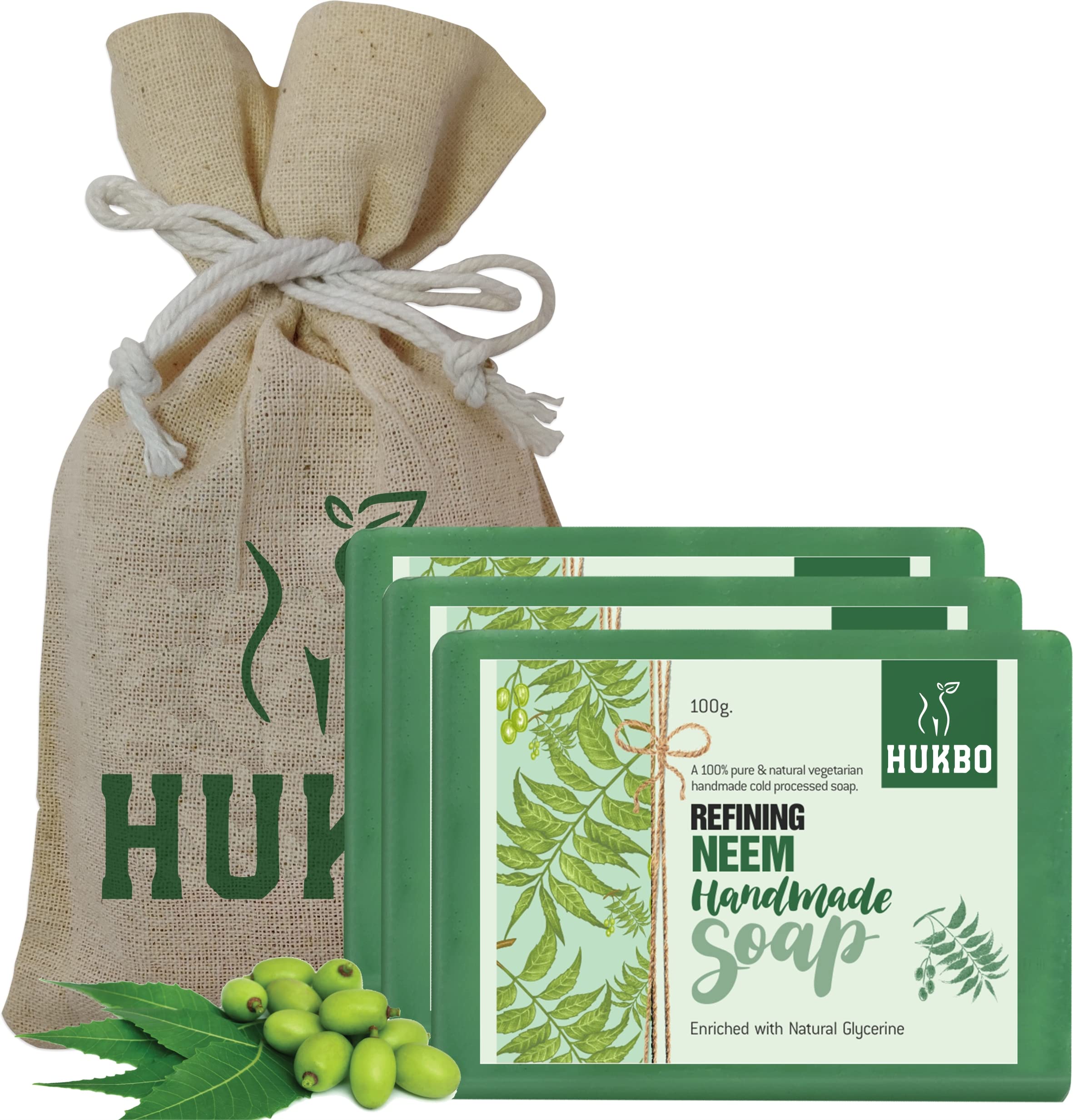 Hukbo Refining Neem Handmade Soap - 100 gms (Pack of 3) (3 x 100 g)
