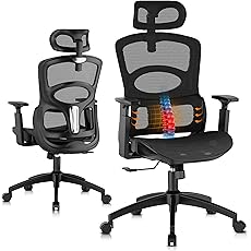 Ergonomic Office Chair, SGS Certified Gas Cylinder, 400 LBS Capacity, Retractable Footrest, Office Chair with Adjustable Lumbar Support, Gaming Chair, Mesh Office Chair