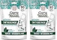 Vista 10 de GuruNanda Palillos de hilo dental 2 en 1, mango de agarre antideslizante, se desliza fácilmente, sin romperse ni deshilacharse, cuidado bucal