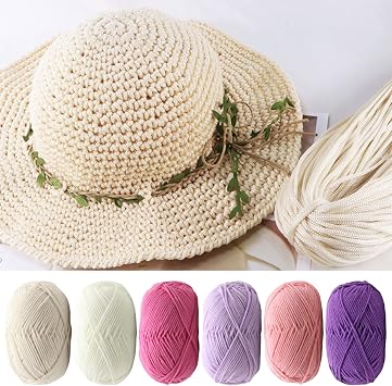 Wool Yarn for Knitting, Knitting Wool Yarn Professional Ultra Soft Needlework DIY 4Ply Milk Cotton Crochet Knitted Yarn for Home (Beige)