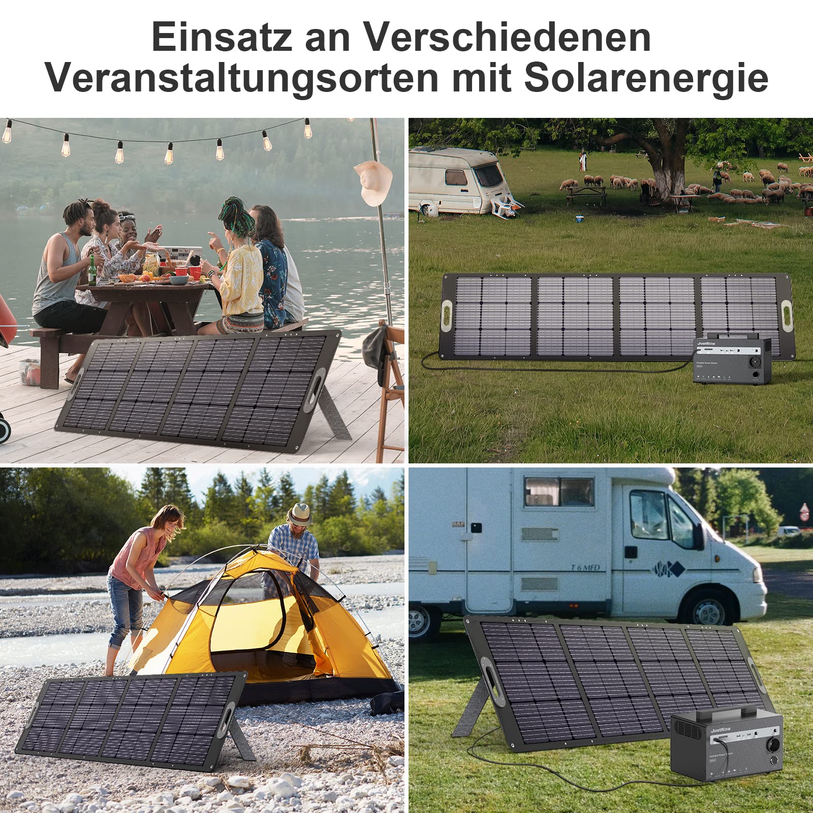JustNow Pannello solare pieghevole da 200W, pannello solare portatile, modulo solare, pieghevole, per PowerStation Generetion, campeggio, giardino, balcone, roulotte