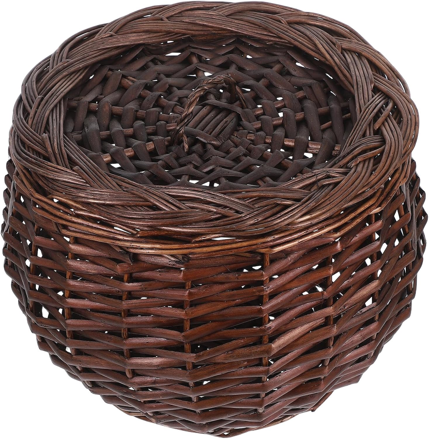 COLLBATH Wicker Egg Basket with Lid Large Capacity Willow Storage Container Farmhouse-style Organizer for Kitchen Fruit Vegetable Storage