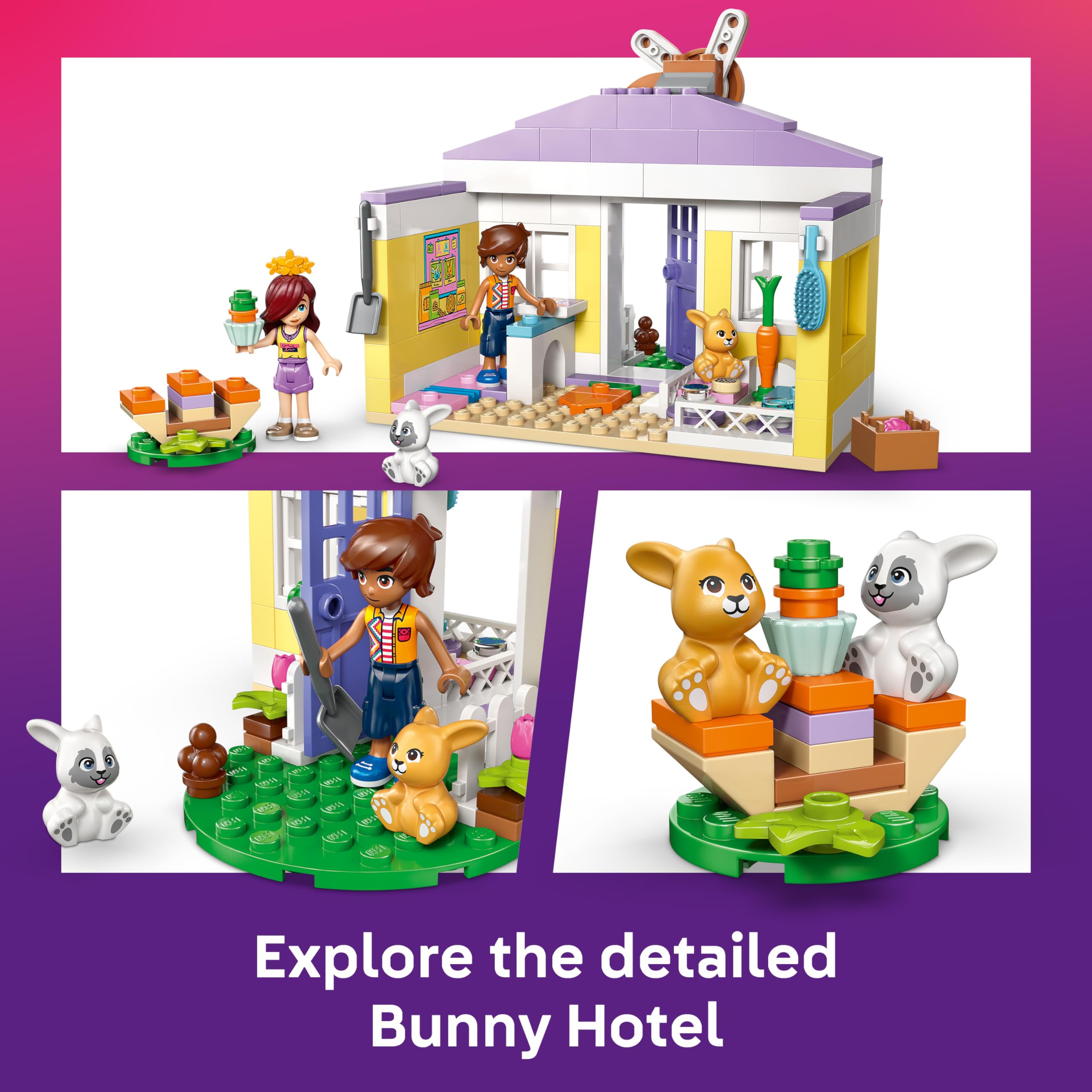 LEGO Friends Heartlake City Bunny Hotel, House Toy w/ 2 Mini Dolls, 2 Animal Figures & Pet Care Accessories - Image 4