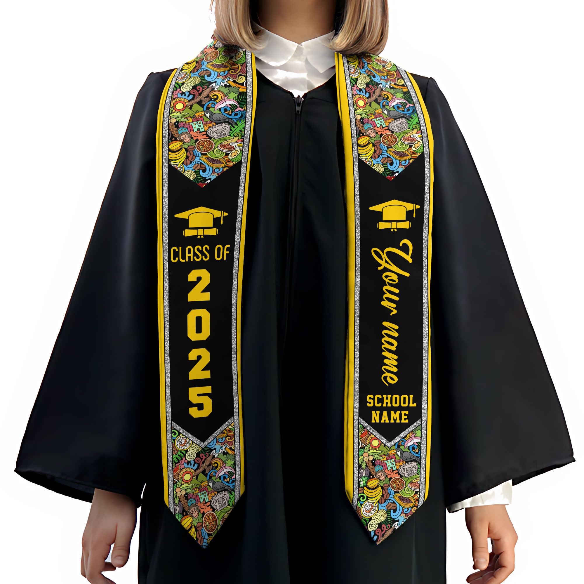 MonkeyVan Custom Colombian Graduation Sash 2025, Personalized Colombian American Stole, Colombia Flag Graduation Stole S70
