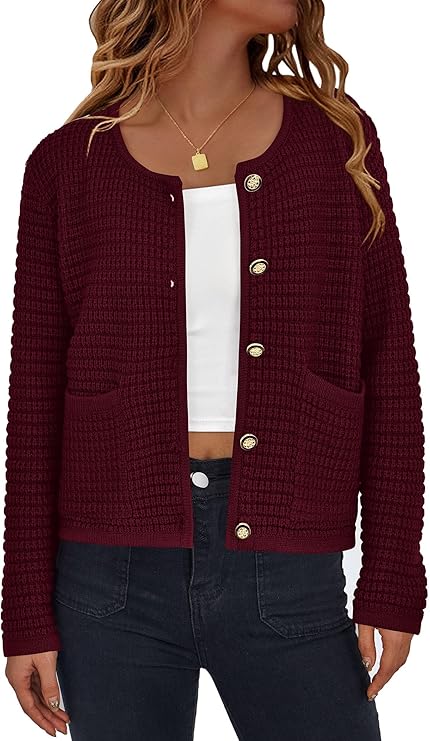 PRETTYGARDEN Women Knit Cardigan Sweaters Fall Fashion Long Sleeve Open Front Button Down Trendy Casual Jacket Winter Clothes