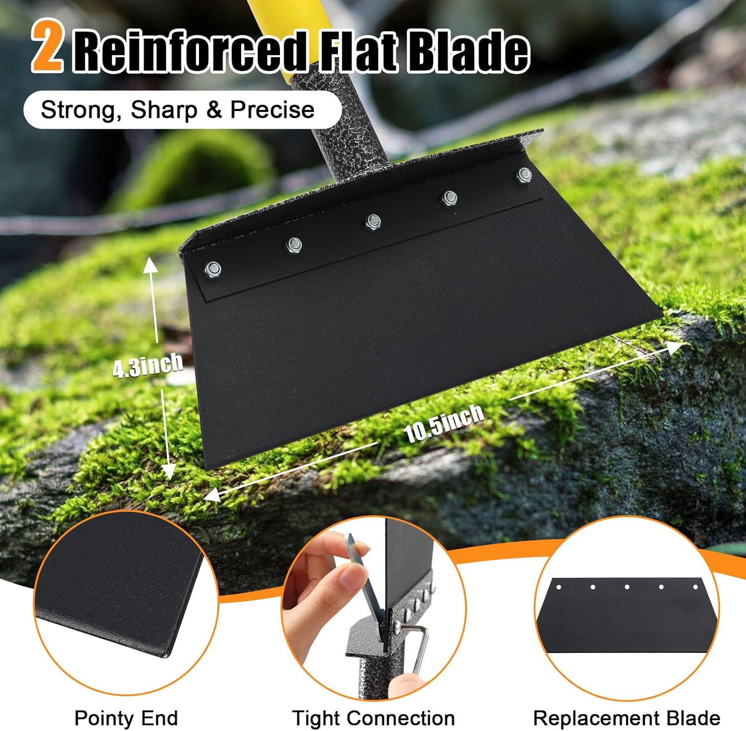 Snow Shovel Ice Scraper, 74“ Garden Flat Shovel, 2 Spades,Heavy Duty Multifunctional Garden Cleaning Shovels Spade,Floor Scraper for Weeding Edging Driveway Snow Ice Removal Tool