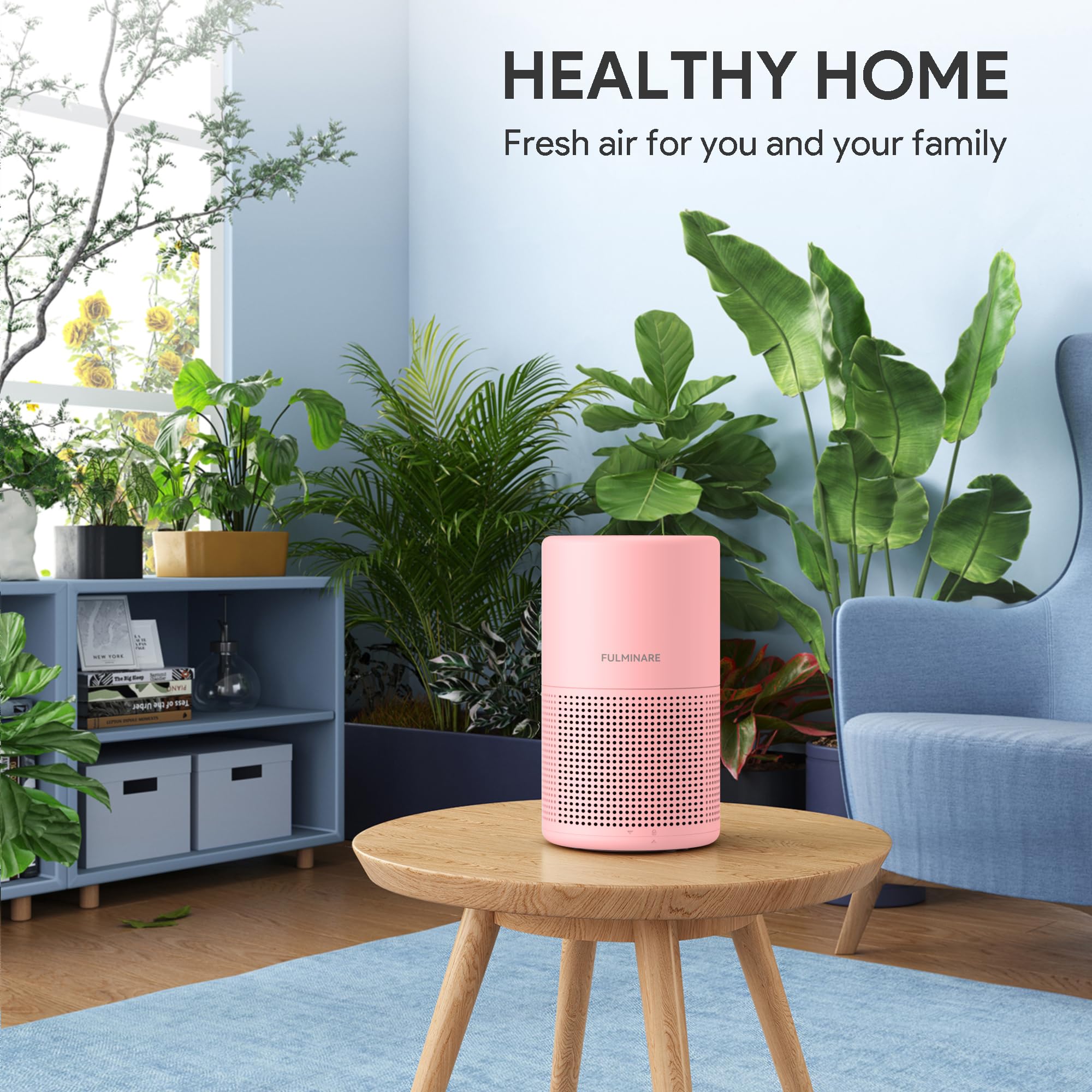 Air Purifiers for Bedroom, FULMINARE H13 True HEPA Filter (Pink) view 2