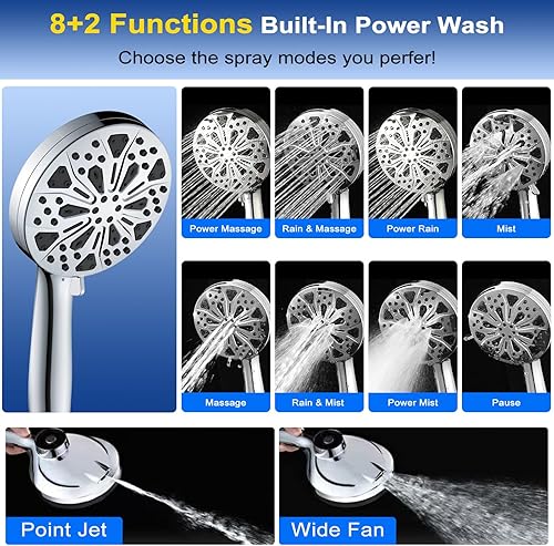Miniatura 5 de Cabezal de ducha de mano filtrado con magnético cabezales de ducha SOMDARHK con filtro de alta presión de 10 modos con manguera de acero inoxidable