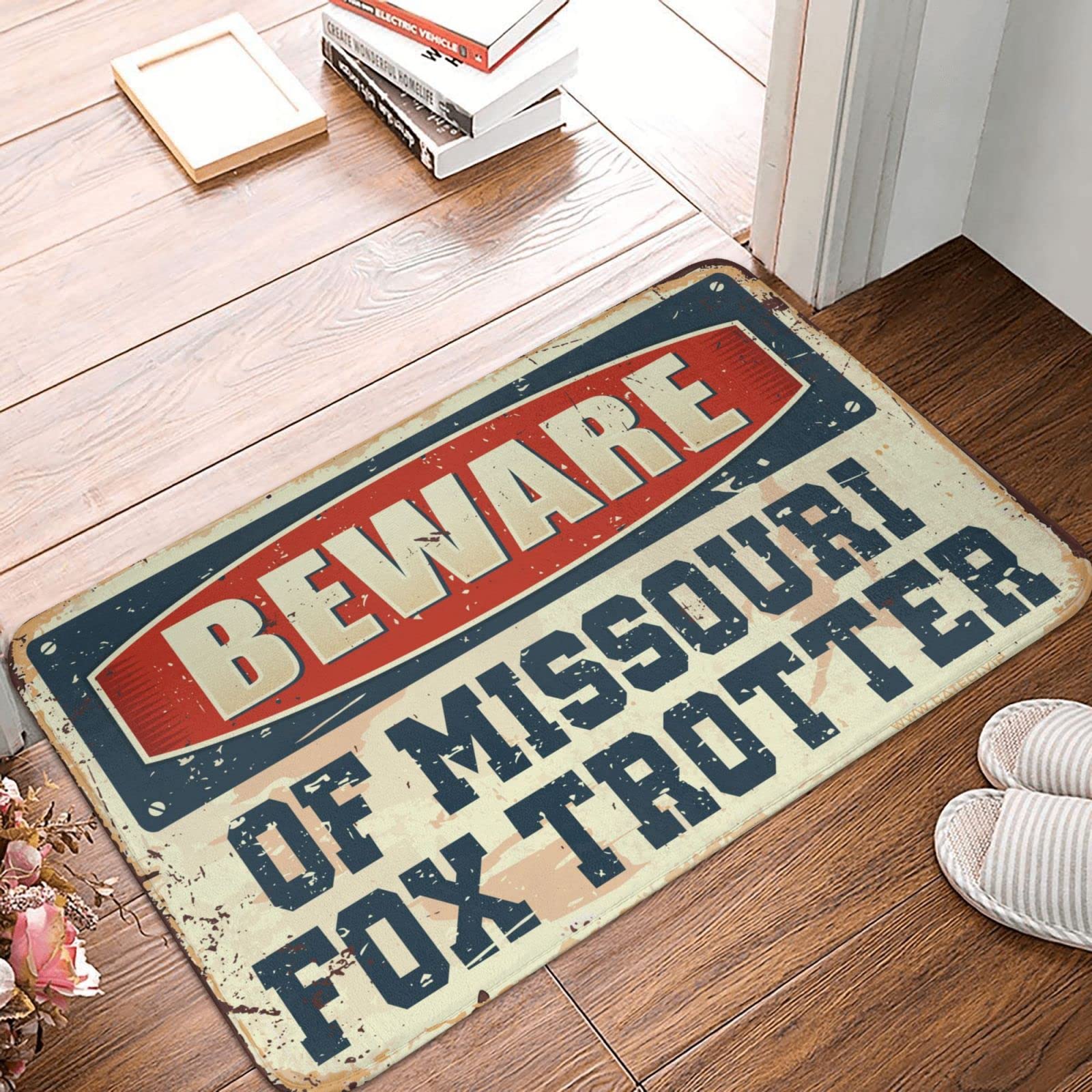 Tapis de bienvenue anti-boue avec motif cheval pour entrée extérieure nette