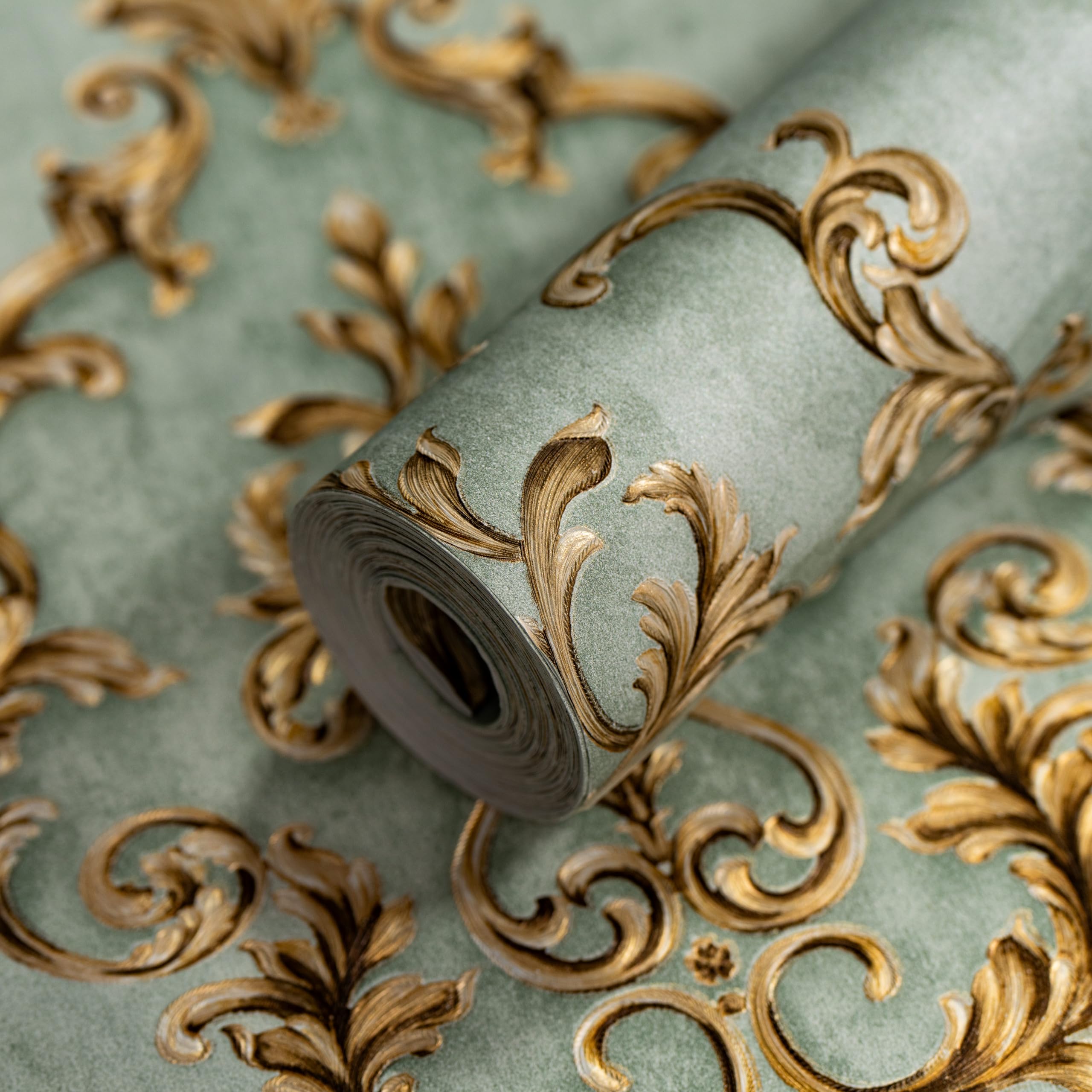 wolpin Wallpaper Non-Woven Non-Adhesive 53CM X 9.5M (±3%) Classic Damask Design with Texture, Mint Green 54.18 sq ft (B0DBDZYZQS) Amazon Price History, Amazon Price Tracker