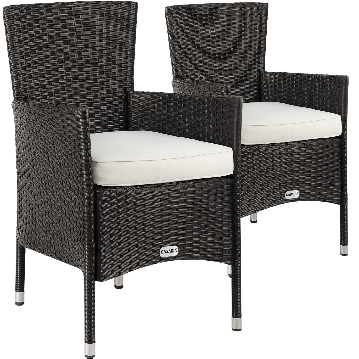 Casaria® Set of 2 Poly Rattan Chairs | Stylish Garden Seating with Plush Cushions | Stackable & Lightweight | Ideal for Patio & Terrace | 160KG Capacity | Brown — image 1
