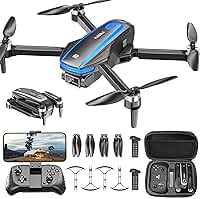 PLEGBLE Drones com câmera para adultos, drone com motor sem escovas 4K para crianças iniciantes, quadricóptero RC dobrável FPV com protetores de hélice, 2 baterias, lente de 1500 mAh, lente de 130°