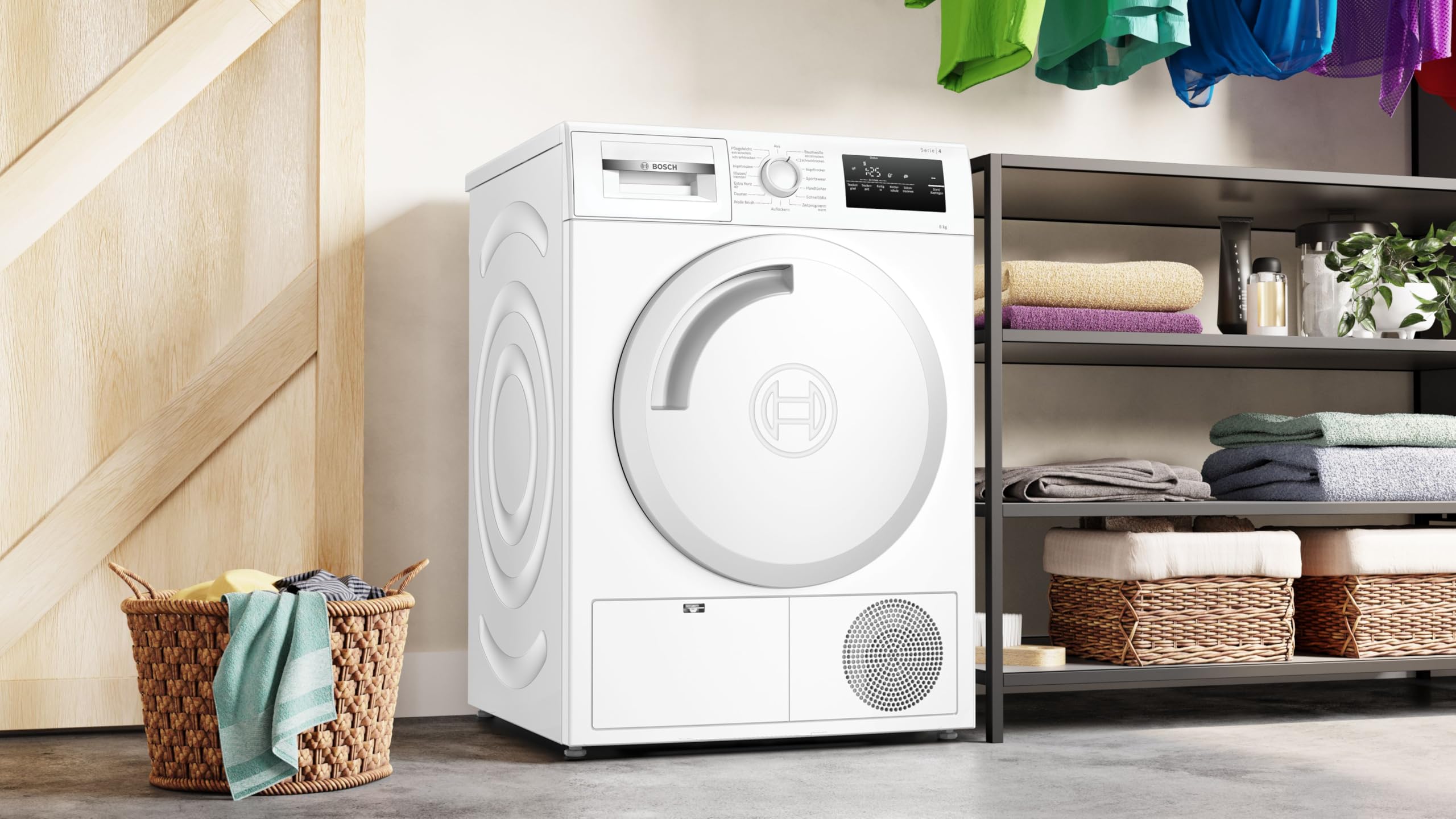 Bosch WTH83VV3 Serie 4 Wärmepumpentrockner, 8 kg, 236 kWh pro Jahr, AutoDry optimale Trocknung, Sensitive Drying-System textilschonende Trocknung, Umweltfreundliches Kühlmittel, Weiß
