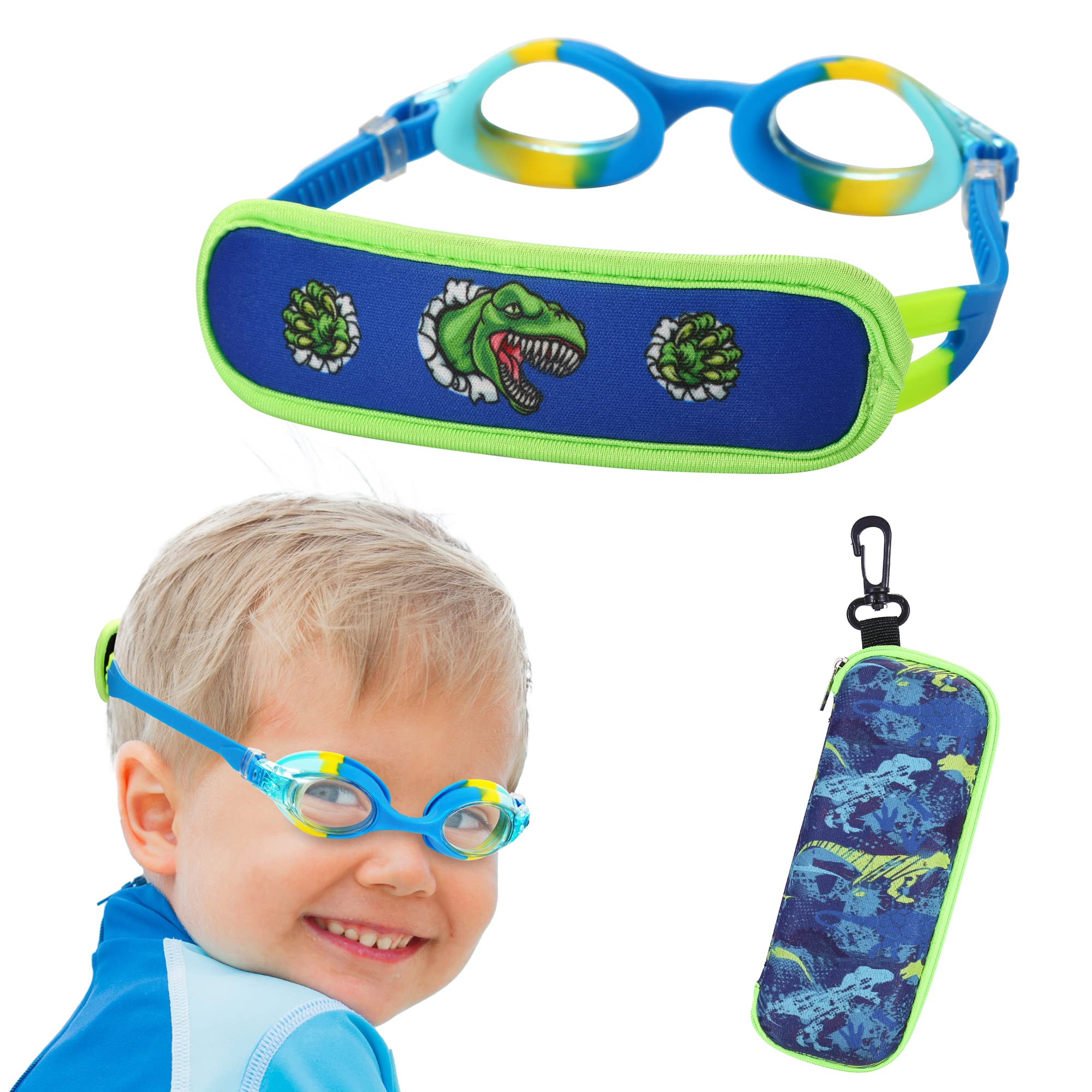 RUIGAO Kids Swim Goggles Age 2-6, Toddler Goggles No Hair Pull,Child Goggles Padded HeadBand