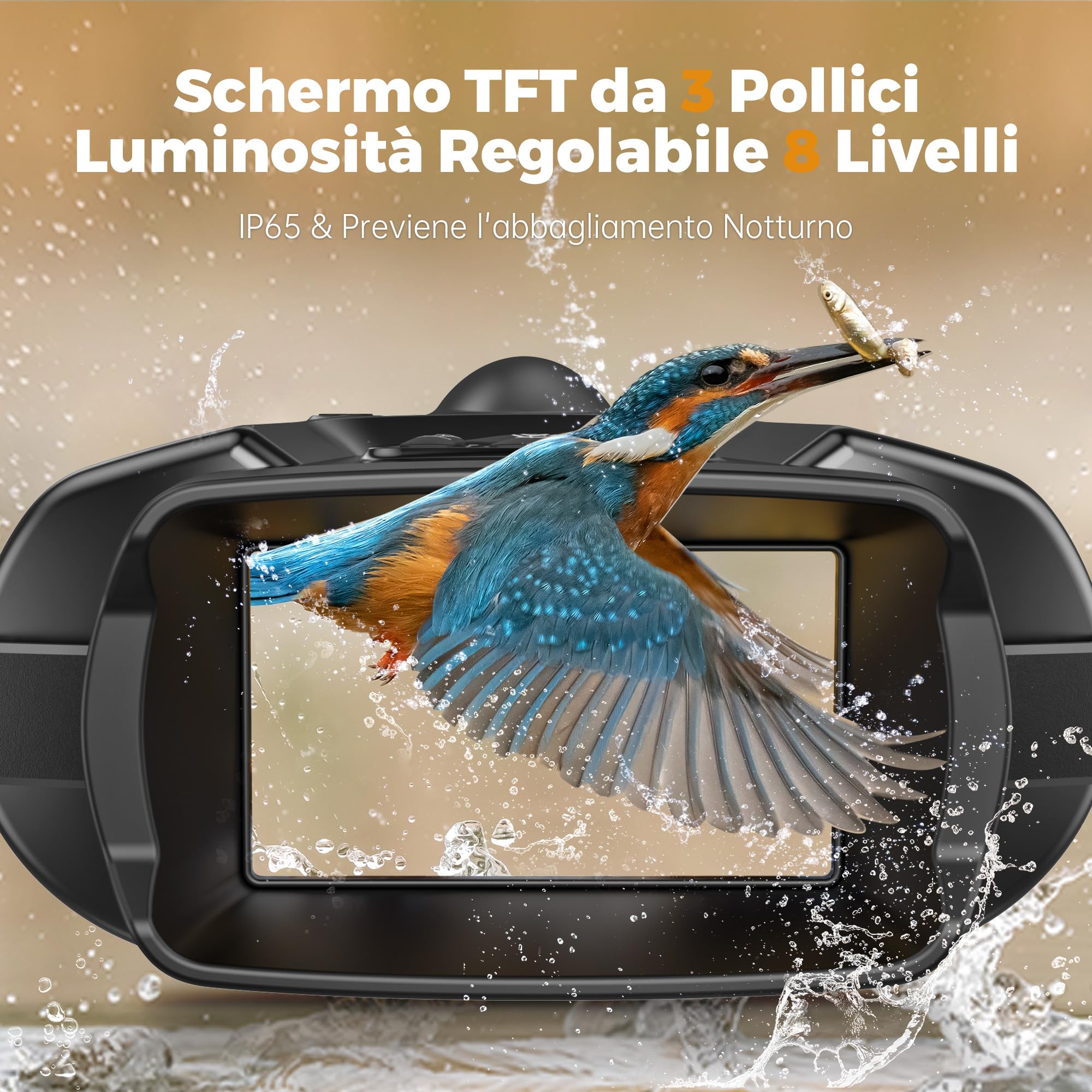 tkwser - Dispositivo per la visione notturna, 4 K, 8 X, digitale, visione notturna a infrarossi, 5000 mAh, distanza visiva, 600 m, schermo TFT UHD da 3”, impermeabilità IP65, per la caccia e il