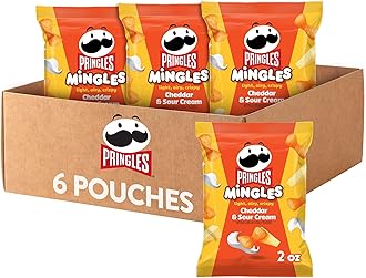 Mingles Puffed Snacks, Cheddar and Sour Cream, Cheese Puffs, Salty Snacks (6 Bags)