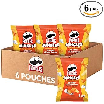 Pringles Mingles Puffed Snacks, Cheddar and Sour Cream, Cheese Puffs, Salty Snacks (6 Bags)