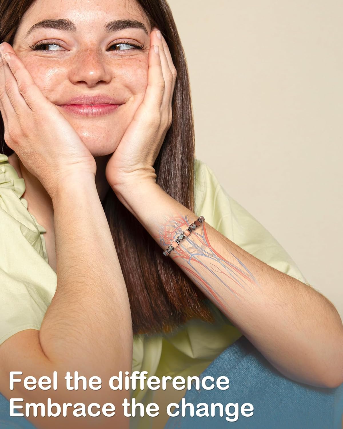 Feraco Pure Copper Bracelets for Women, Ultra Strength Magnetic Bracelet with 3800 Gauss Magnets & Natural Turquoise & Stones, Adjustable, Jewelry Gift - Image 3