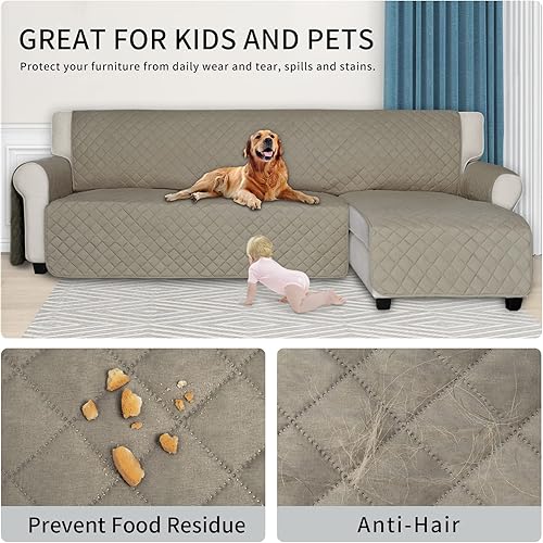 Miniatura 4 de ISSUNTEX Fundas de sofá modular para perros, funda reversible en forma de L, resistente al agua, protector de furinture para niños y mascotas