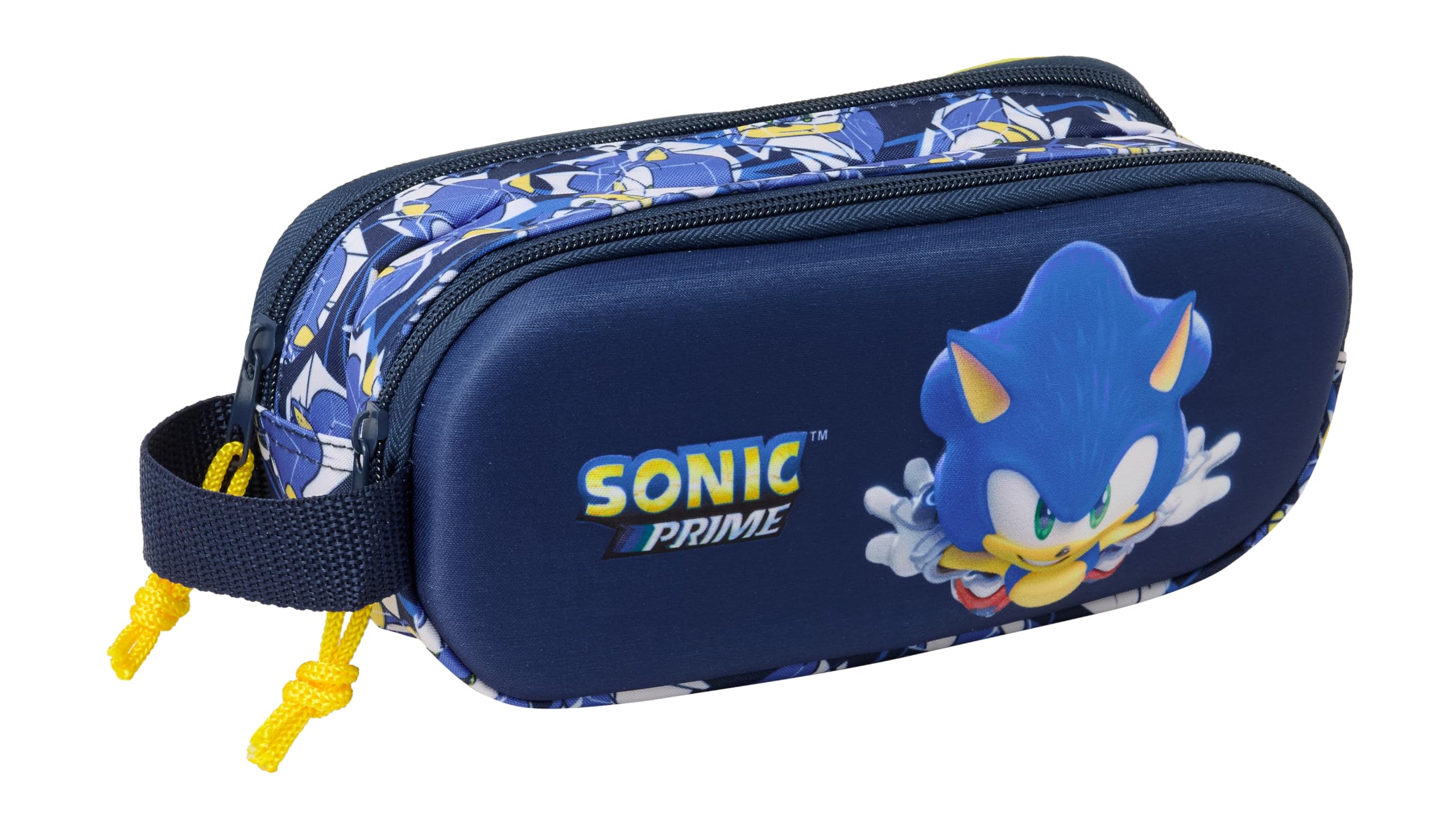 Safta Sonic City – Double 3D Pencil Case, Children's Pencil Case, Ideal for School Age Children, Comfortable and Versatile, Quality and Resistance, 21 x 6 x 8 cm, Blue, M, Casual