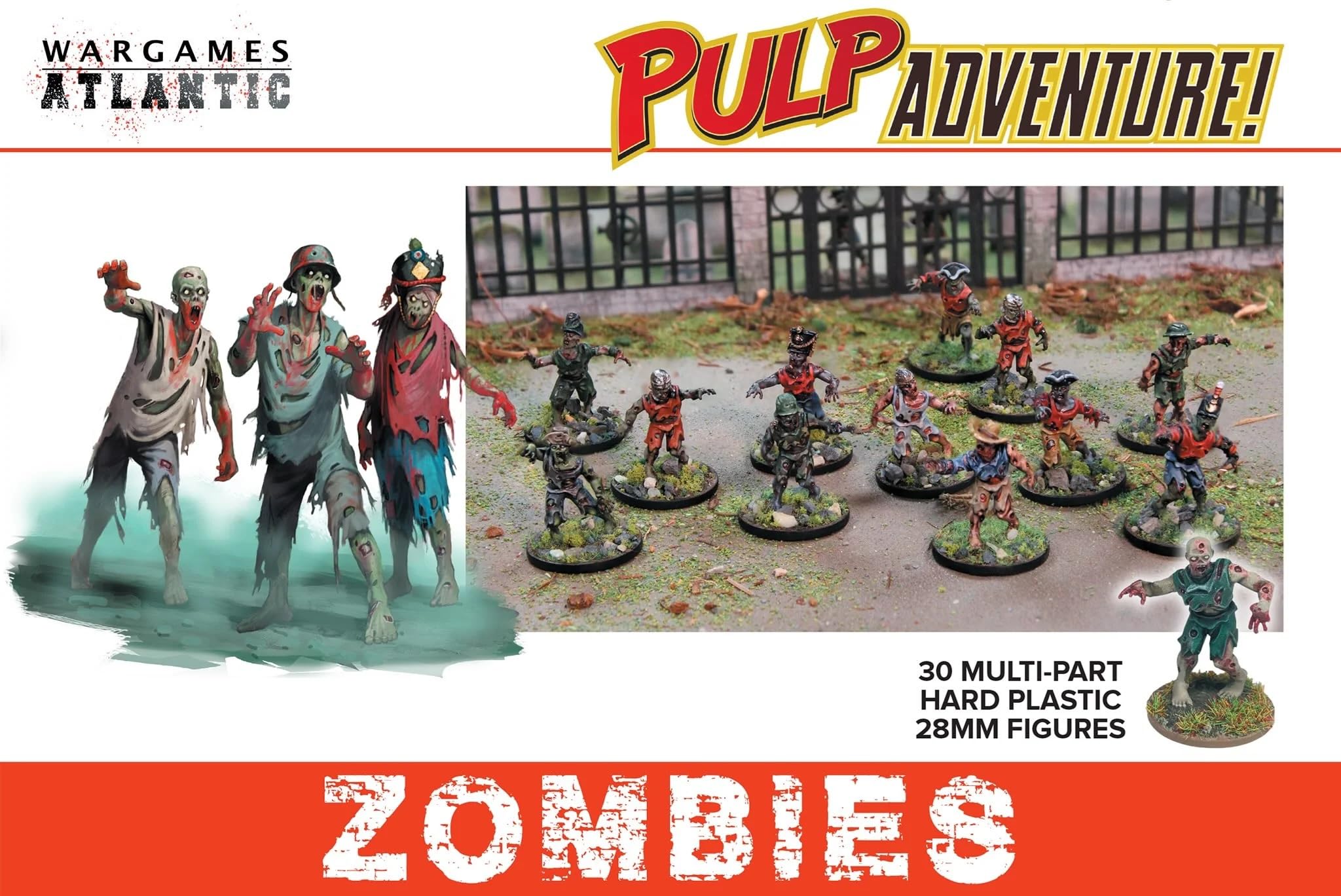 Wargames Atlantic, Pulp Adventure, Zombies, 28mm Hard Plastic Figures