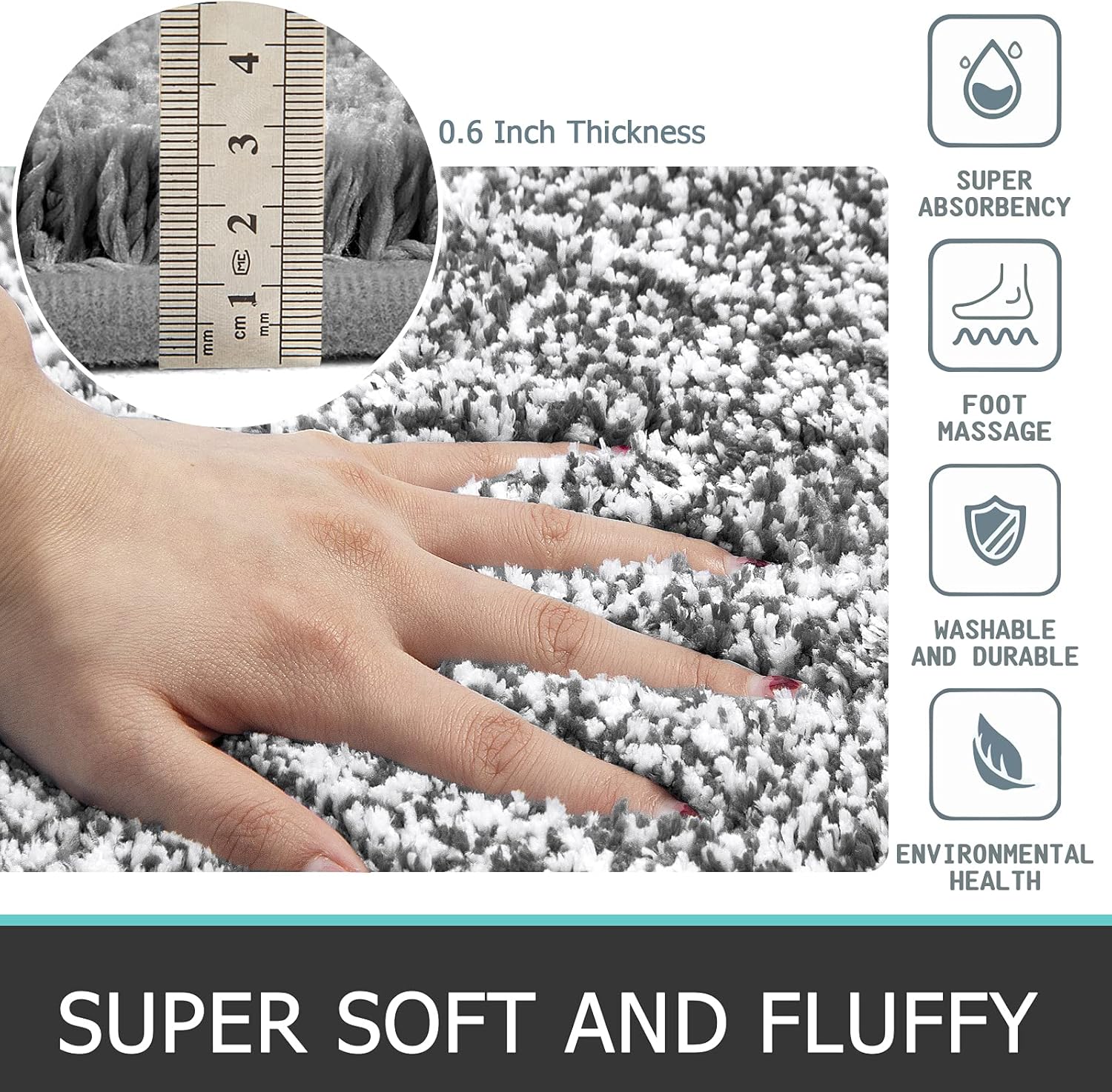 Pauwer Bathroom Rugs Sets 3 Piece Bathroom Shower Rugs with U-Shaped Contour Toilet Mat Absorbent Microfiber Plush Bath Mats Non Slip Bath Rugs Machine Washable Shaggy Bathroom Floor Mats : Home & Kitchen