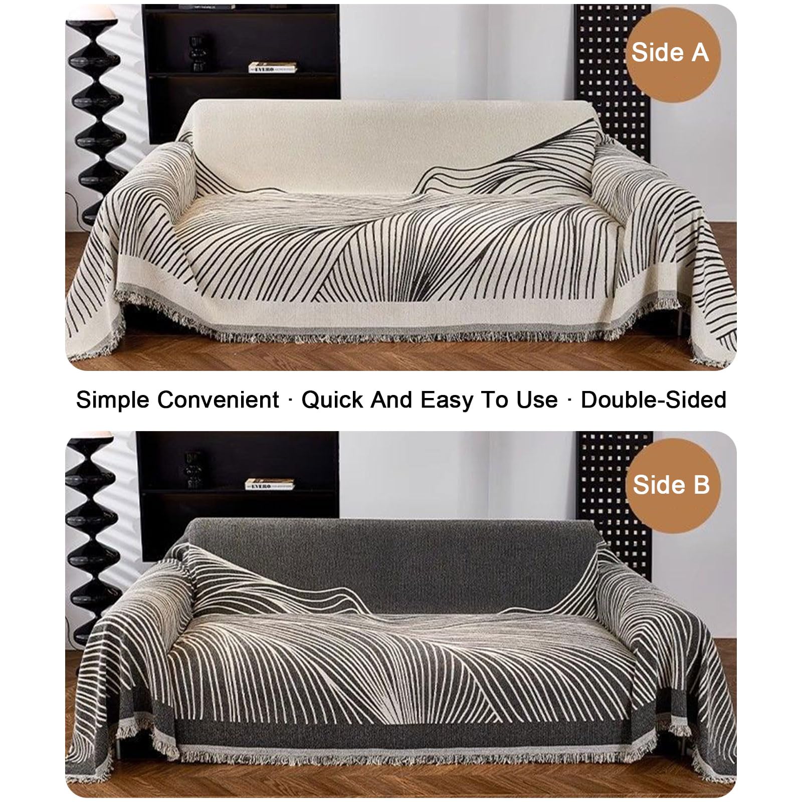 Serviette de Canapé Housse de Canapé 3 Places Plaid Canape de Protection pour Canape d'angle Lavable en Forme de L et U,Beige,71 * 102in/180 * 260cm