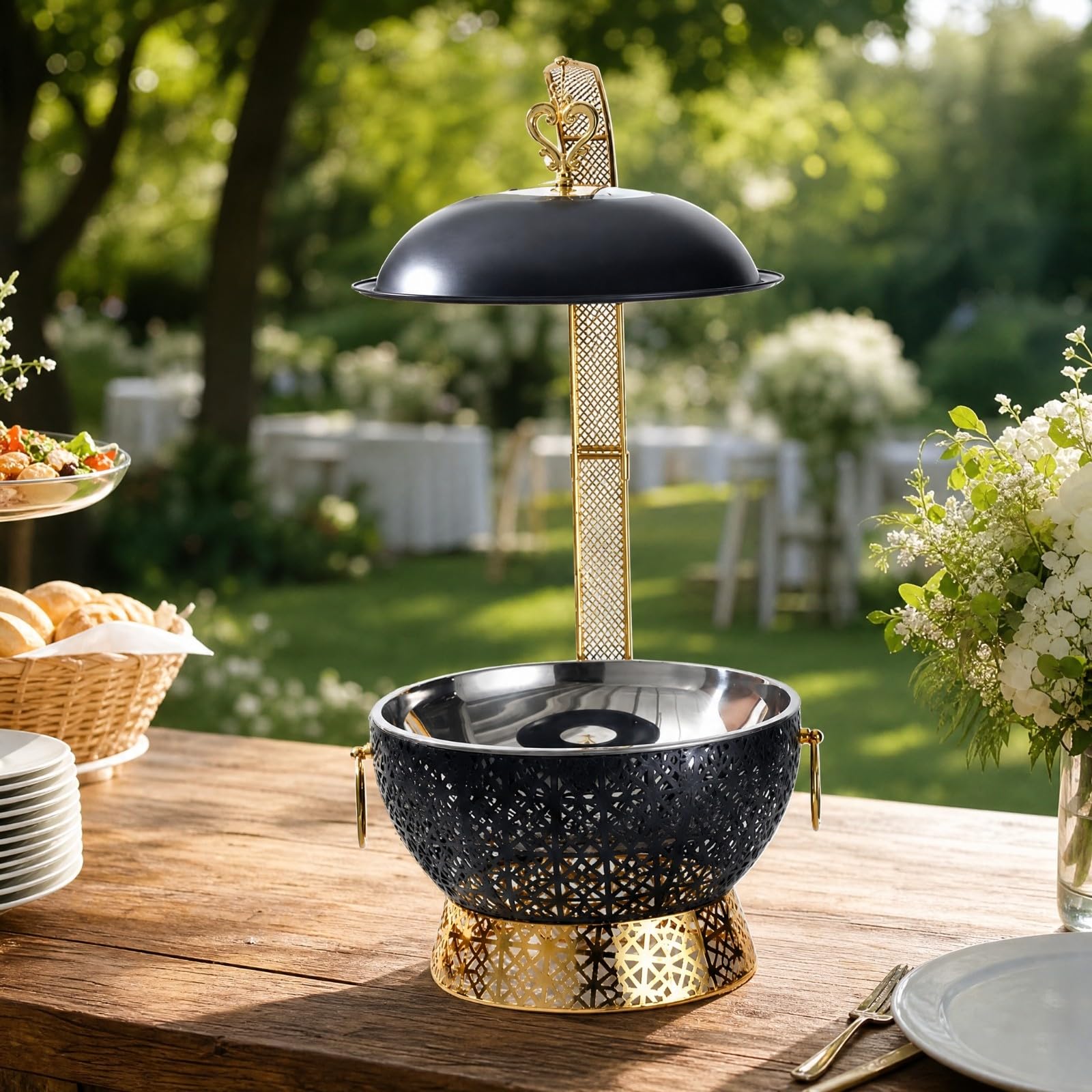 Chafing Dish Acero Inoxidable Calefacción por Fuente Térmica Buffet Elegante para Restaurantes, Bodas Al Libre, Estilo B