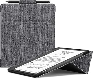 Stand Case for Kindle Scribe 10.2 Inch (2022 Released)/10.2'' DASUNG/Obook Ereader - Premium Durable Fabric Auto Sleep/Wake Cover with Pen Holder, Grey