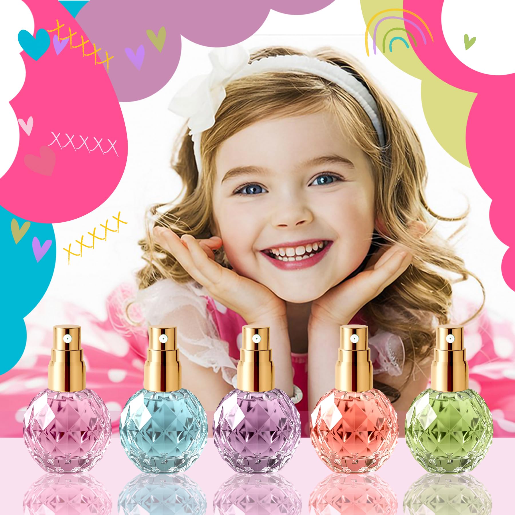 Set di Body Mist per Ragazze "Scents of Wishes" – 5 Flaconi in Vetro a Forma di Diamante con Finitura Dorata; 5 Profumi Esclusivi: Bacche, Frutti, Agrumi, Atmosfera Tropicale, Floreale
