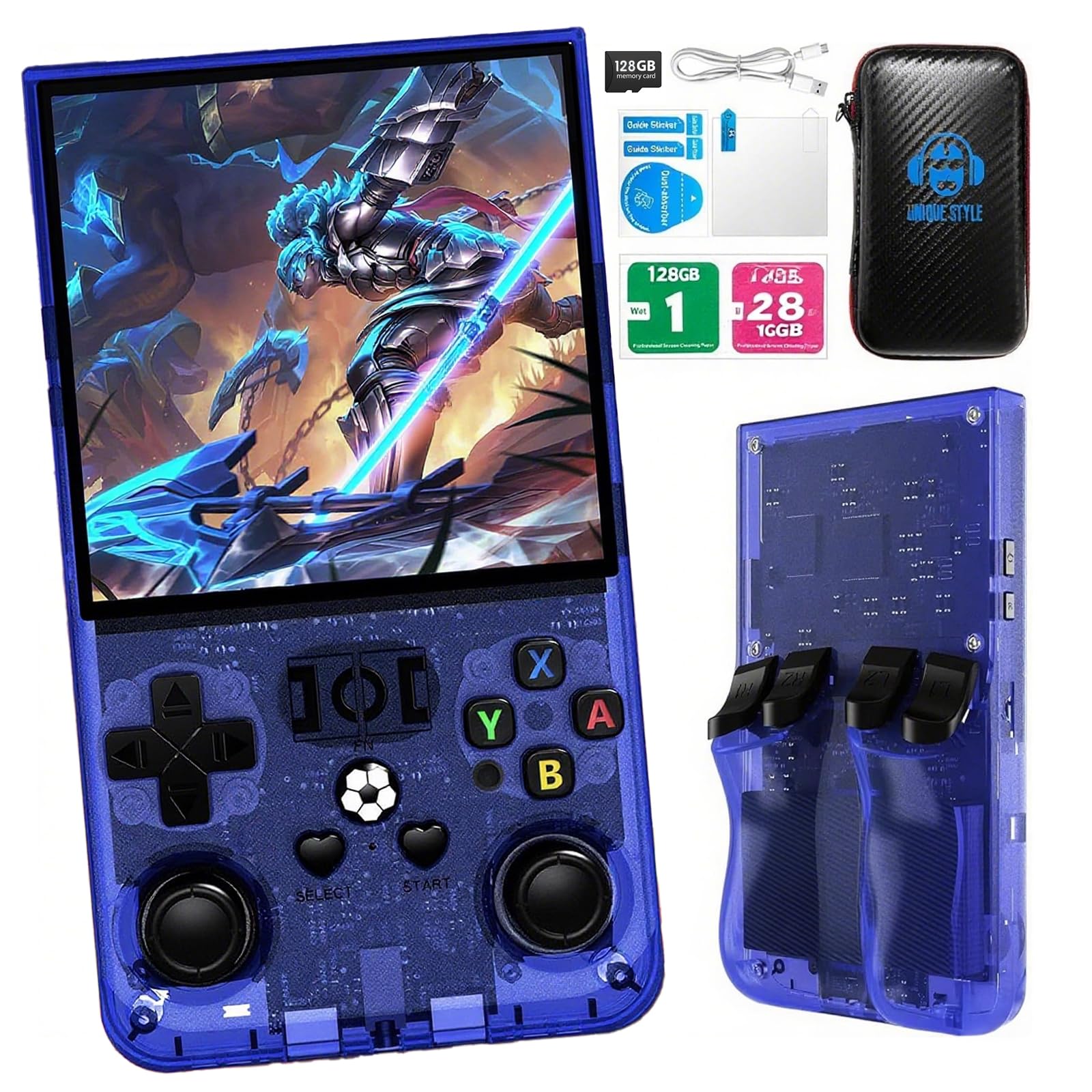 R36MAX Retro Handheld Game Console,Retro Gaming Console with 18000+ Games 128GB Card,4 Inch IPS Screen, Portable Video Gaming, Plug and Play Gameboy