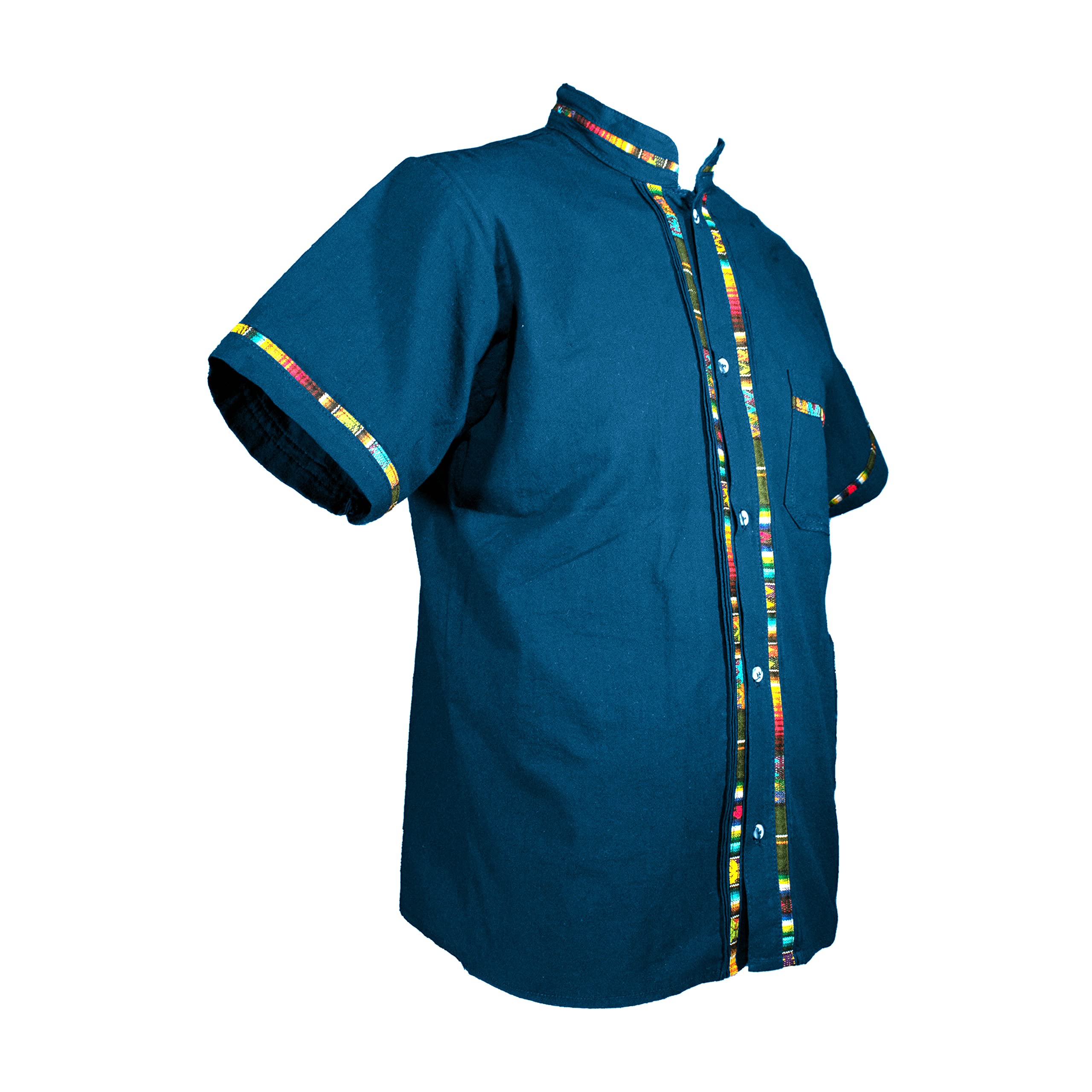 Men's Short Sleeve Mexican Guayabera Shirts Made in Mexico, Multiple Colors (Medium, Dark Turquoise)