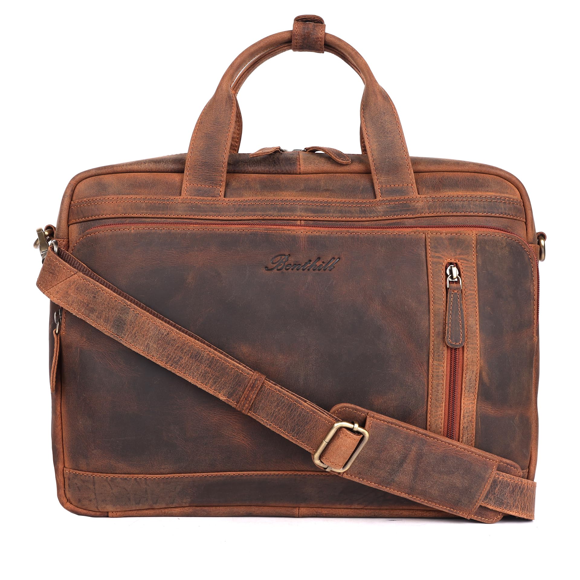 Benthill Laptoptasche Echt Leder I EchtLeder Umhängetasche für Laptop I Aktentasche für Notebook I Damen und Herren Tasche I Notebooktasche