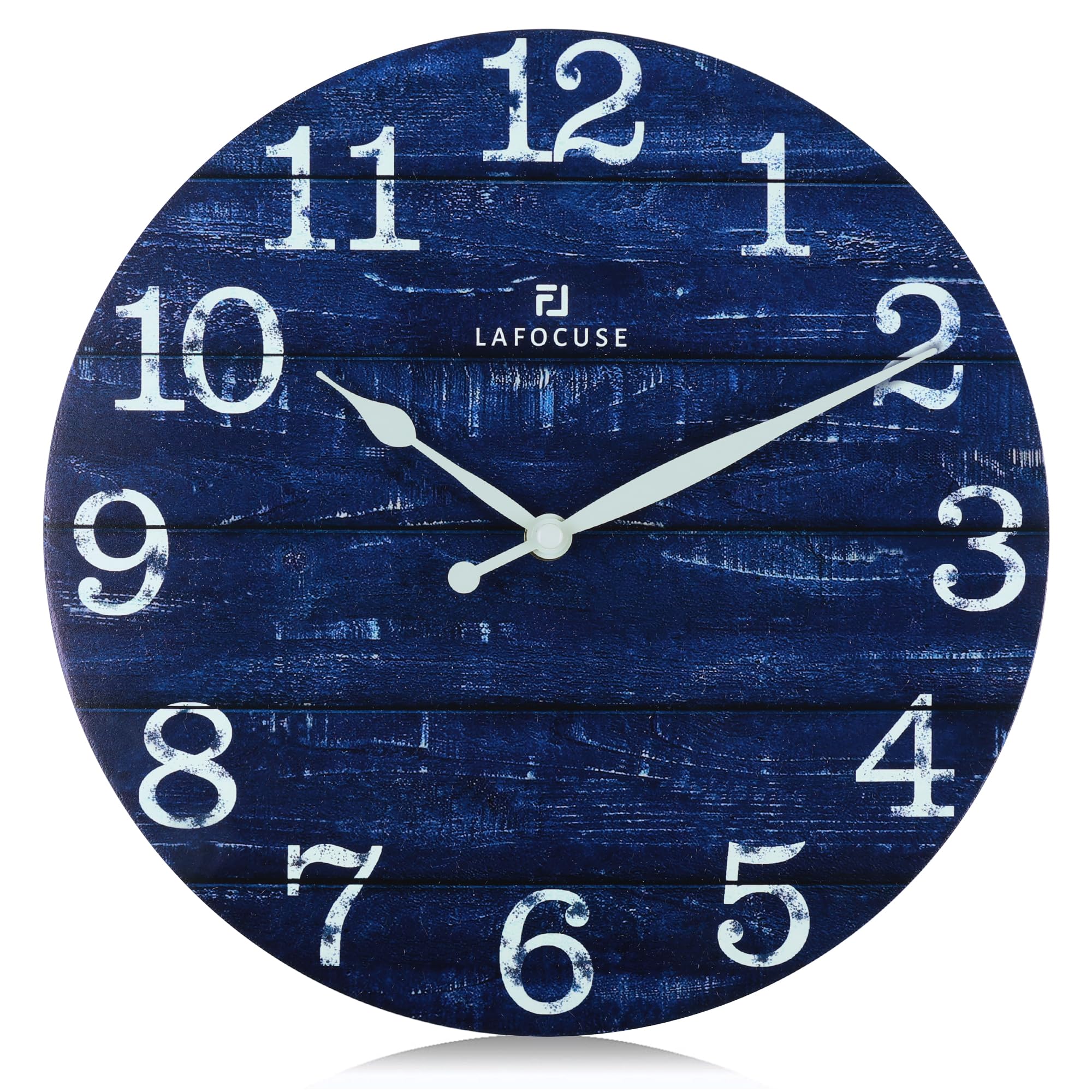 NAVY ラジオルームクロック 置時計 10 in. Navy Silent Non-Ticking Modern Wall Clock YA222L - The Home