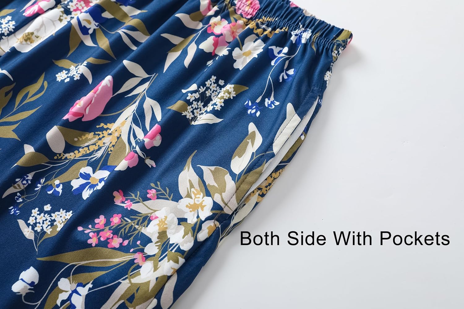 Vozanet Women's Short Sleeve Top and Shorts Pajama Sets Plus Size V Neck Colorful Flower Nighty Loungewear With TWO Pockets - Image 5