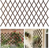 Tilinyanone Expandable Garden Trellis 37x90" Wooden Lattice for Climbing Plants - Weatherproof Outdoor Fence for Vines, Ivy, Roses, Cucumbers