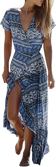 R.Vivimos Womens Summer Long Sleeve Cardigan Sexy Maxi Dresses