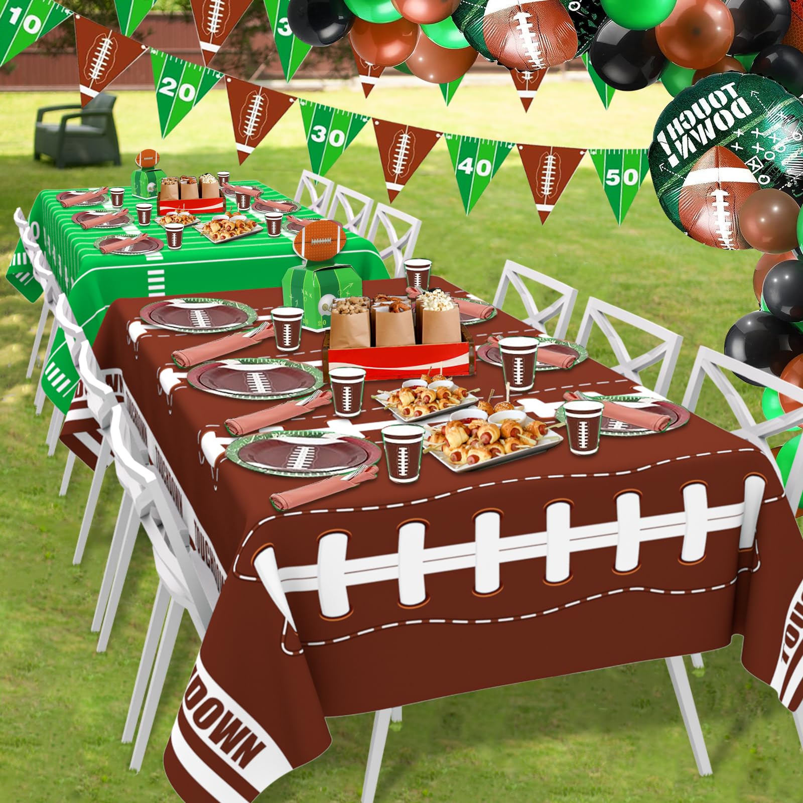 Football Party Tablecloths 4-Pack - Disposable Plastic Table Covers For Game Day & Tailgating