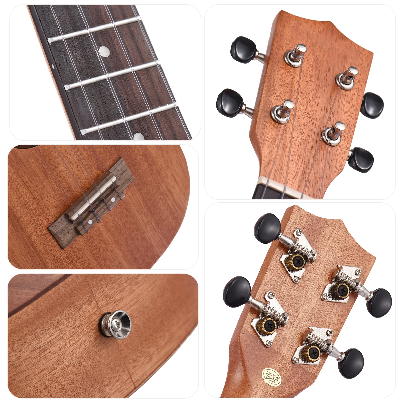 Ukulele Soprano 23 Pollici Impiallacciato 4 Corde Chitarra Hawaii con Lati in Mogano e Tastiera in Palissandro Tocco Confortevole Prestazioni Eccellenti Ideale per Pri