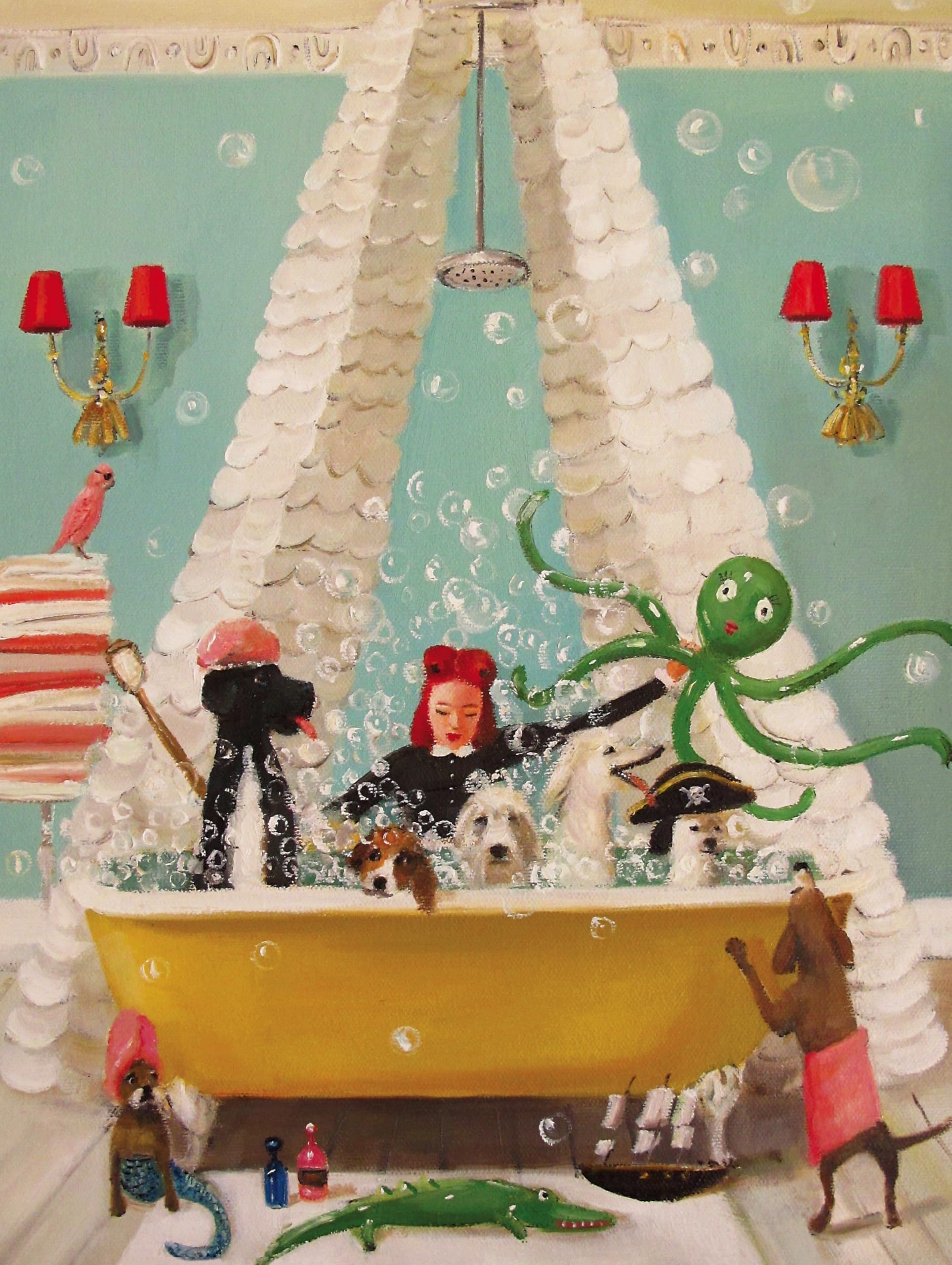 New York Puzzle Company - Janet Hill Bubble Bath - 1000 Piece Jigsaw Puzzle for Adults by Janet Hill - Image 2