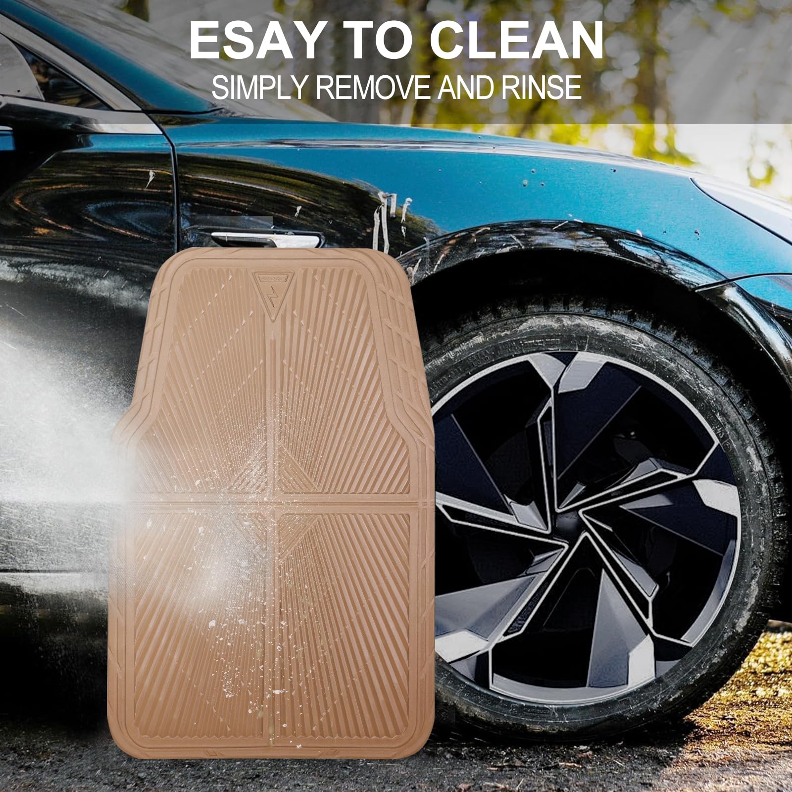 CAR PASS Rubber Car Mats Car Floor Mats All Weather Waterproof Trim-to Fit Automotive Floor Mats for Cars — view 4