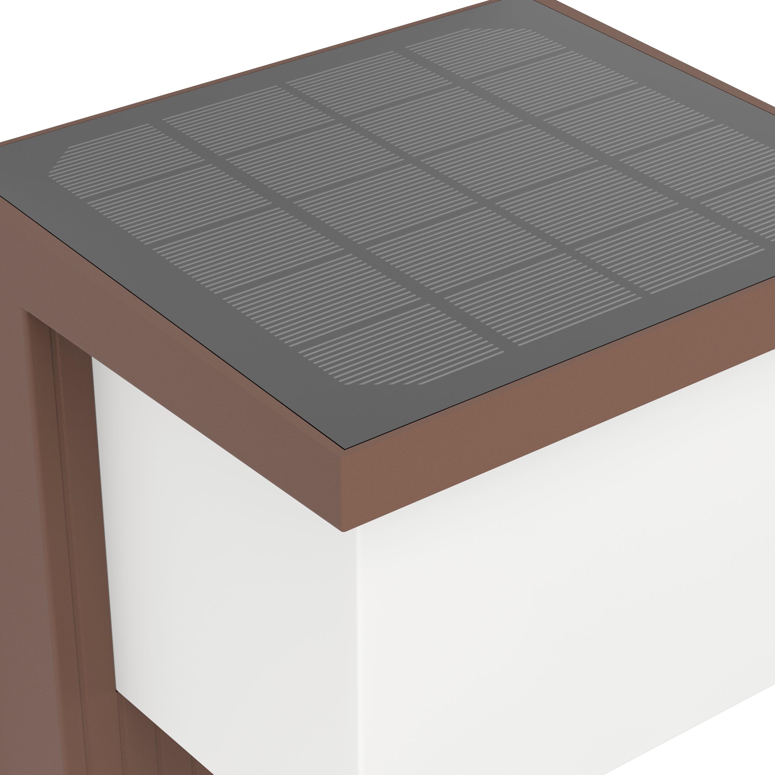 EGLO Lámpara solar de pared exterior Frigento, 700 lúmenes, artefacto | con sensor de movimiento, LED, plástico marrón óxido-blanco, luz cálida, IP44