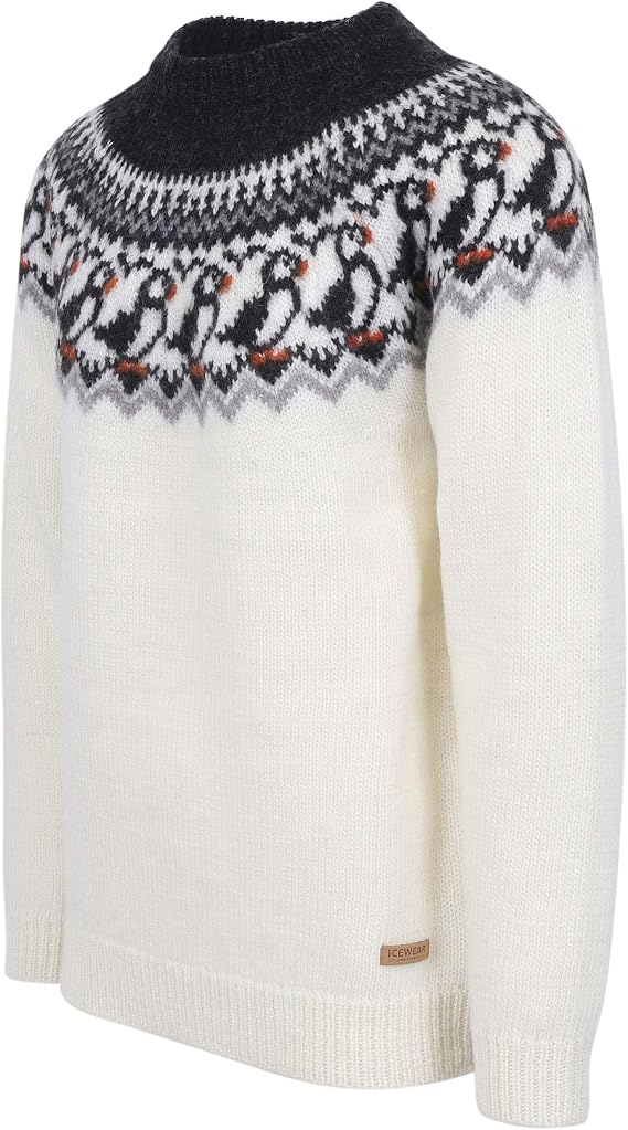 ICEWEAR Lundi Wool Sweater with Puffin Pattern