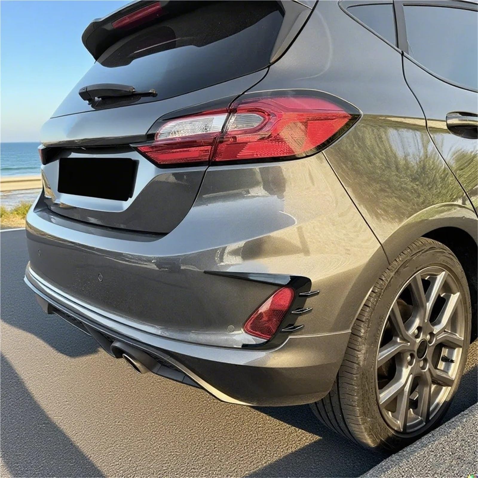 Auto Pedane laterali 2 Pezzi Per Ford Per Fiesta MK8 2018+ Splitter Paraurti Posteriore Spoiler Air Vent Cover Laterale Canard Body Kit
